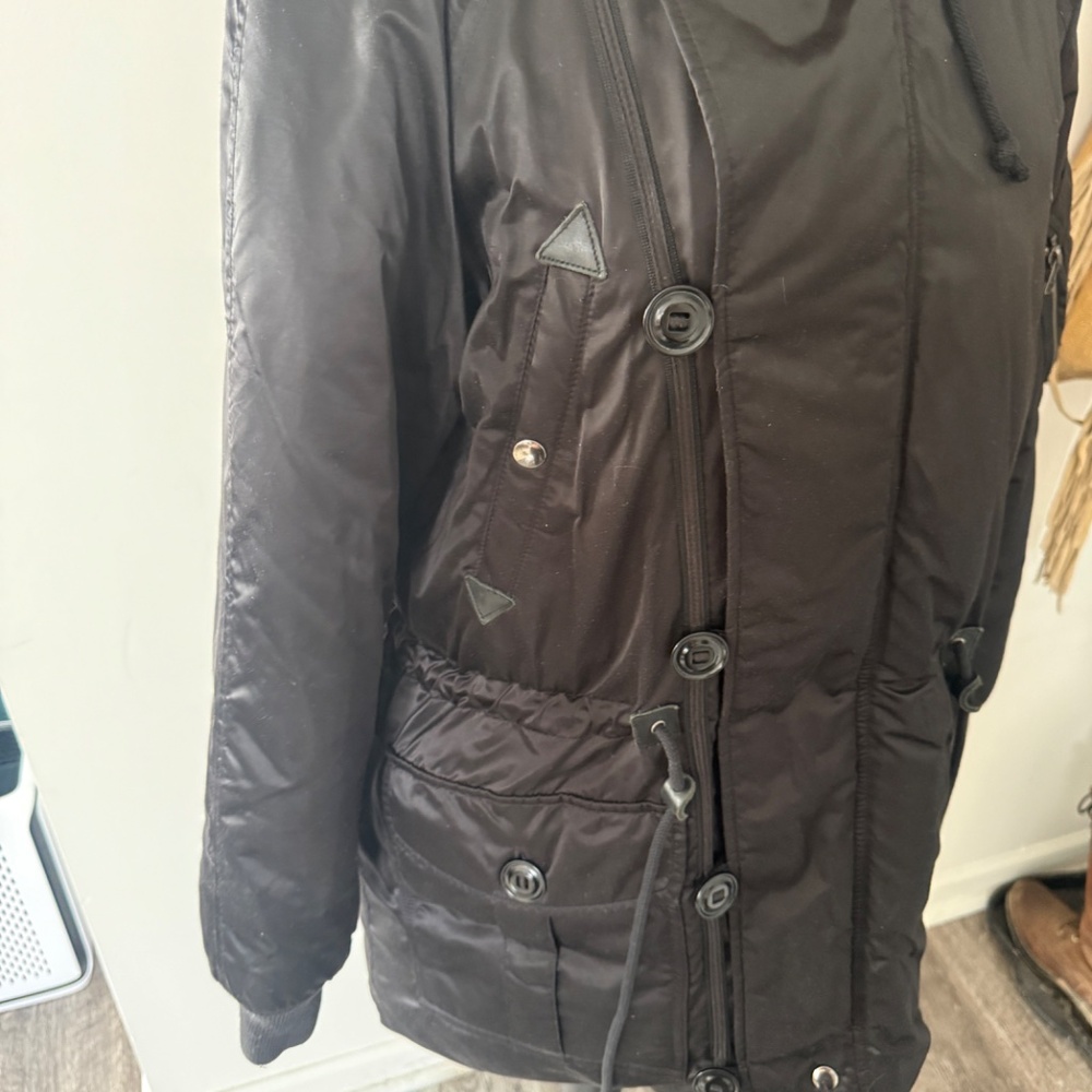RALPH LAUREN Down Fill Black Parka Fur Lined Hood M - Picture 2 of 7